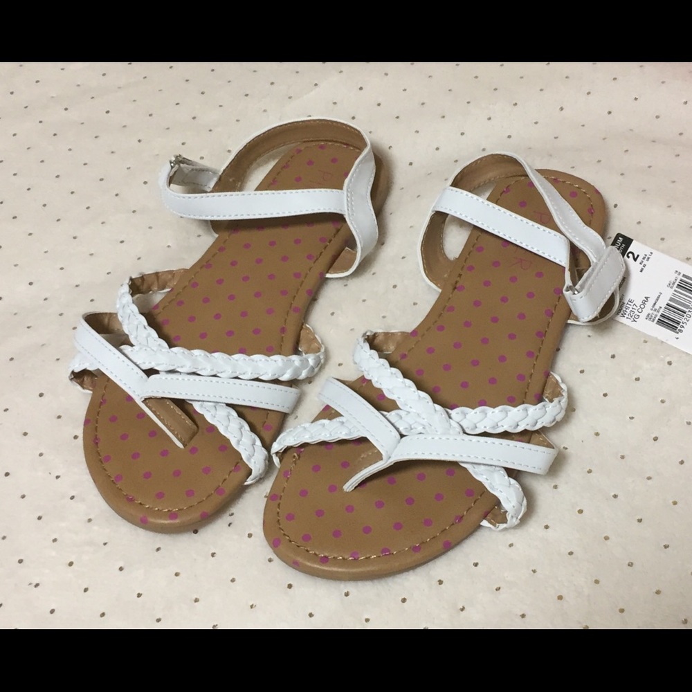 NEW Girls Size 2 Sandals White Braided NWT